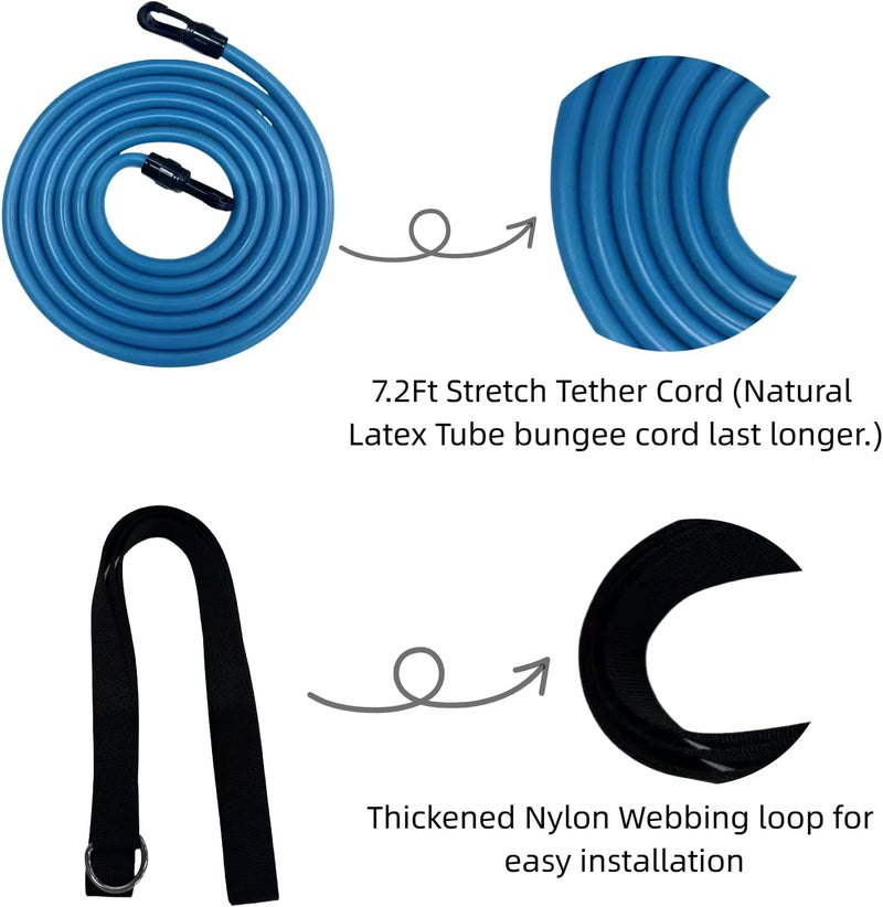 WONEWTH Swim Tether Resistance Belt Stationary Swimming, Pool Swim Bungee Training Belt, Swim Trainer Harness Belts for Adults Exercise - Image 2